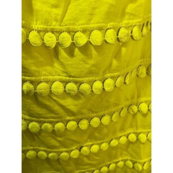 J Crew Yellow Sleeveless Top Collared Pompom Size 2 - Picture 5 of 5